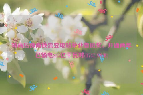 特高压豫南换流变电站荣获鲁班奖，开通两年已输电245亿千瓦时(1747 SN/B)