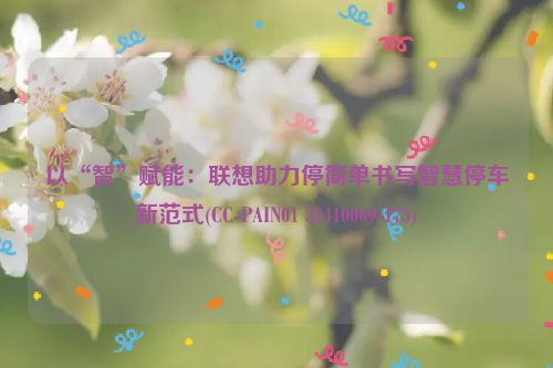 以“智”赋能：联想助力停简单书写智慧停车新范式(CC-PAIN01 51410069-175)