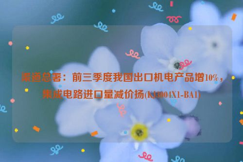 渠道总署：前三季度我国出口机电产品增10%，集成电路进口量减价扬(KJ3004X1-BA1)