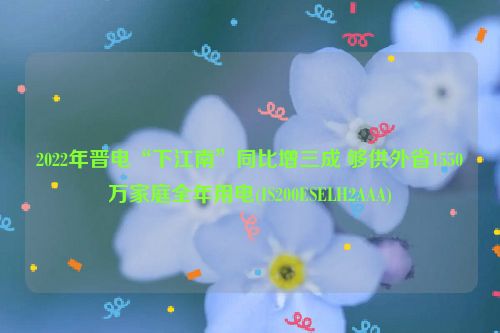 2022年晋电“下江南”同比增三成 够供外省1550万家庭全年用电(IS200ESELH2AAA)