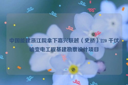 中国能建浙江院拿下嘉兴联越（史桥）220 千伏输变电工程基建勘察设计项目