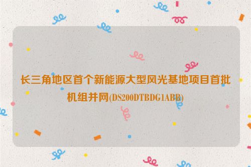 长三角地区首个新能源大型风光基地项目首批机组并网(DS200DTBDG1ABB)