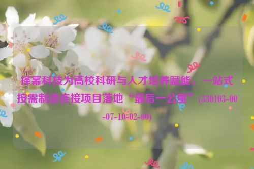 择幂科技为高校科研与人才培养赋能，一站式按需制造连接项目落地“最后一公里”(330103-00-07-10-02-00)