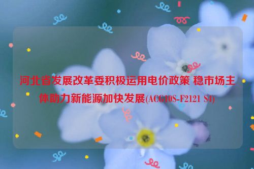 河北省发展改革委积极运用电价政策 稳市场主体助力新能源加快发展(ACG10S-F2121 S4)